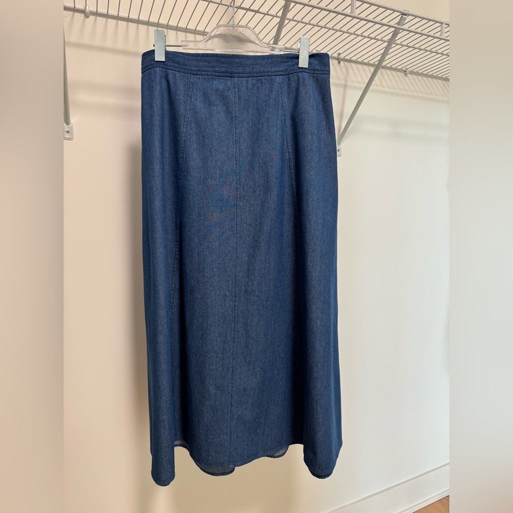 Mignon Doo Women’s Blue Denim A-Line Midi Skirt Size Xl